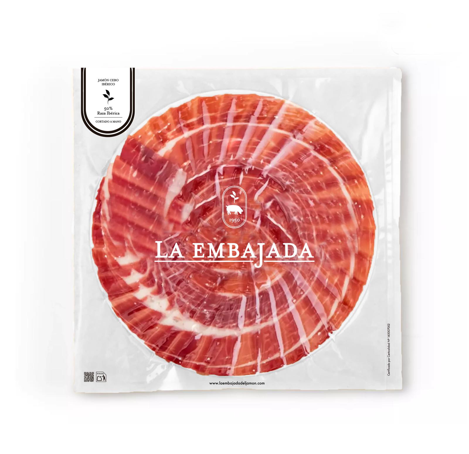 Sobre de jamón de cebo ibérico 50% cortado a máquina